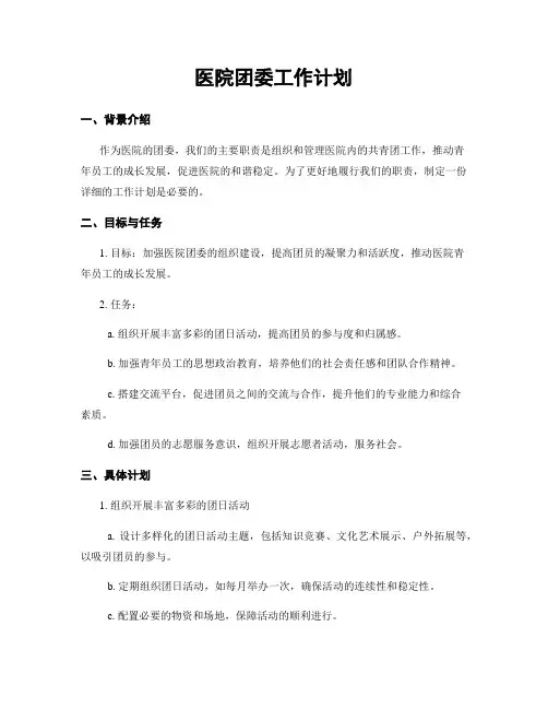 医院团委工作计划