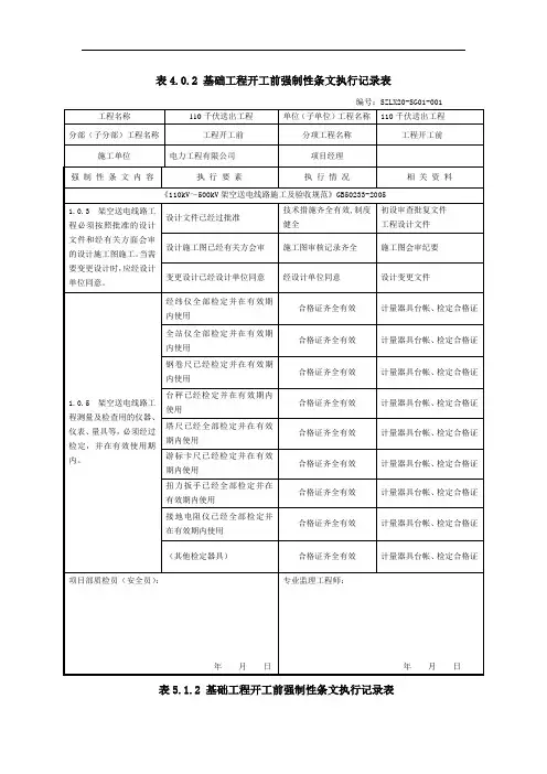 施工强制性条文执行记录表(新版)