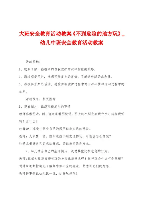 大班安全教育活动教案《不到危险的地方玩》