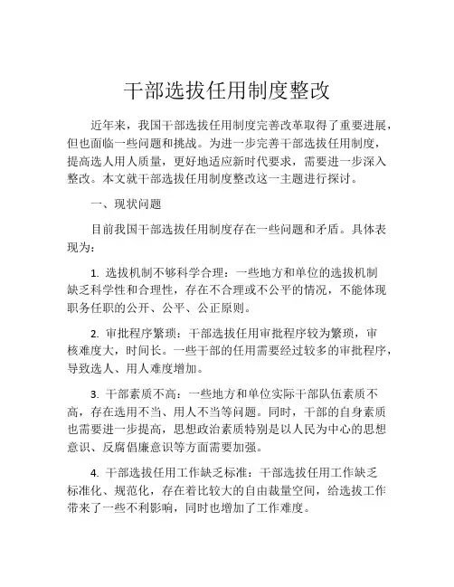 干部选拔任用制度整改
