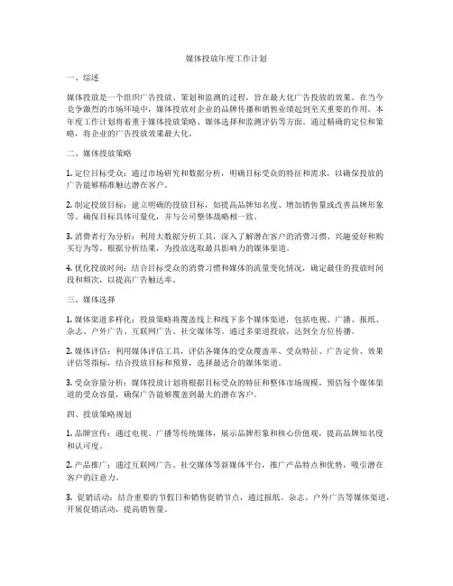 媒体投放年度工作计划