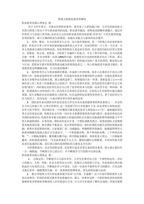 职场人的职业素养有哪些