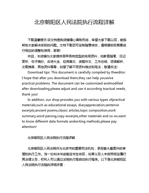 北京朝阳区人民法院执行流程详解