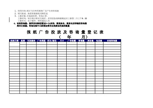 广告投放登记表
