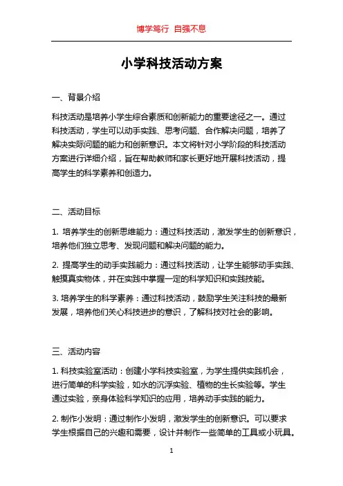 小学科技活动方案
