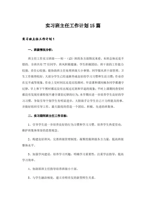 实习班主任工作计划15篇_10