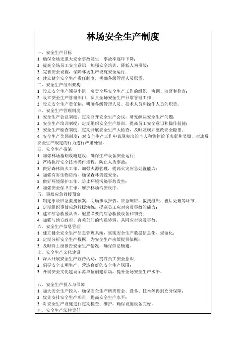 林场安全生产制度