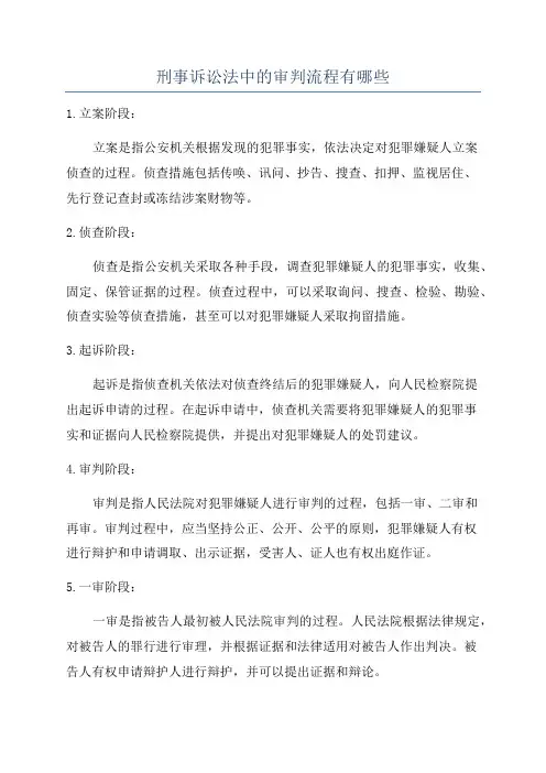 刑事诉讼法中的审判流程有哪些