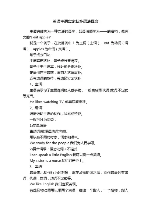 英语主谓宾定状补语法概念