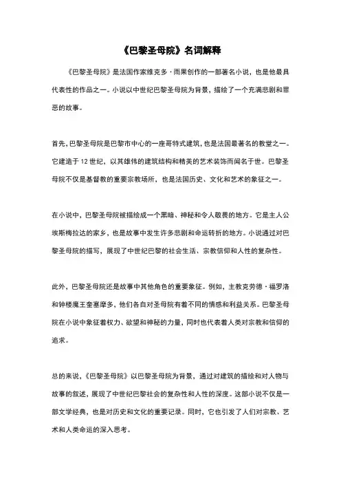 《巴黎圣母院》名词解释