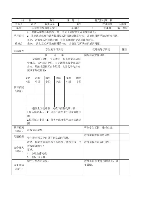 数学人教版五年级下册复式折线统计图导学案
