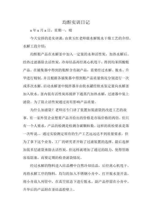 均酐实训日记