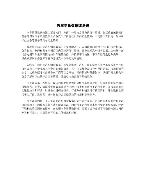 汽车销量数据哪里来
