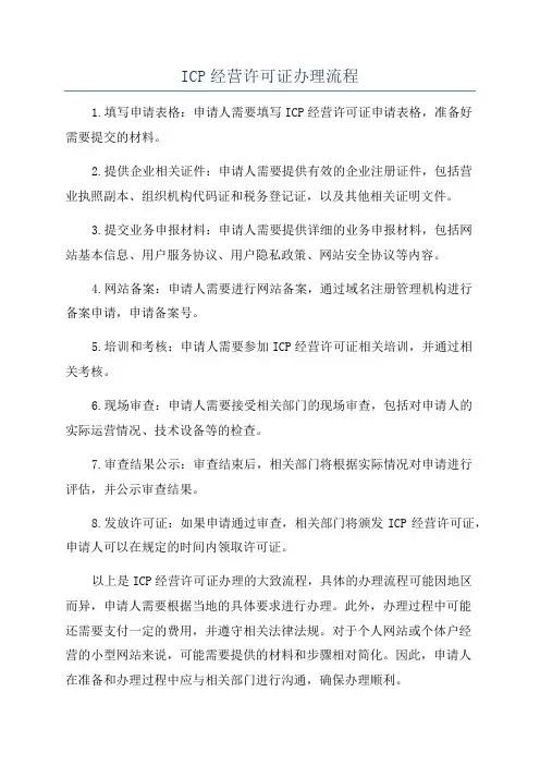 ICP经营许可证办理流程
