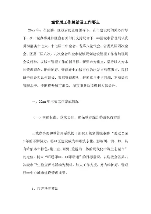 城管局工作总结及工作要点