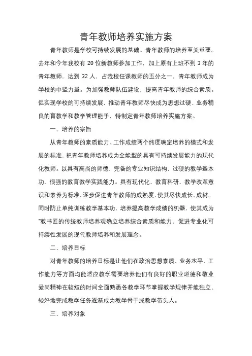 青年教师培养实施方案