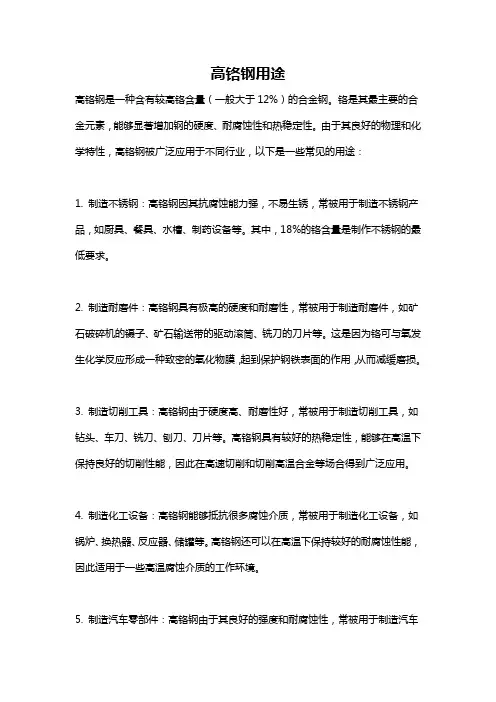 高铬钢用途