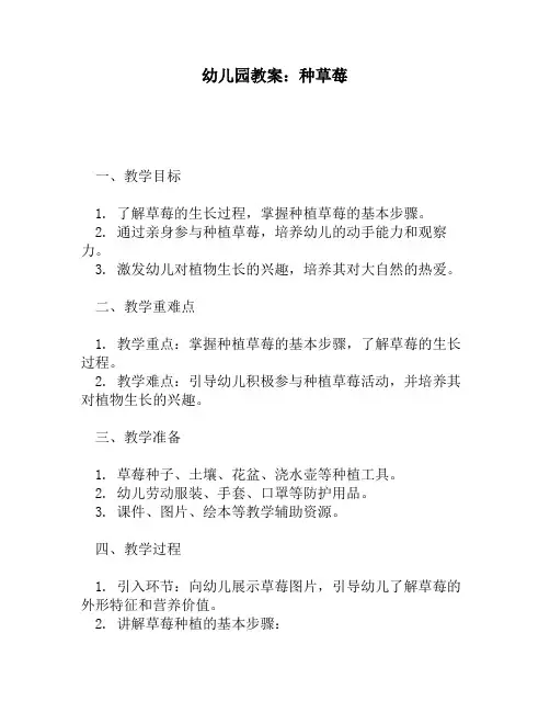 幼儿园教案：种草莓