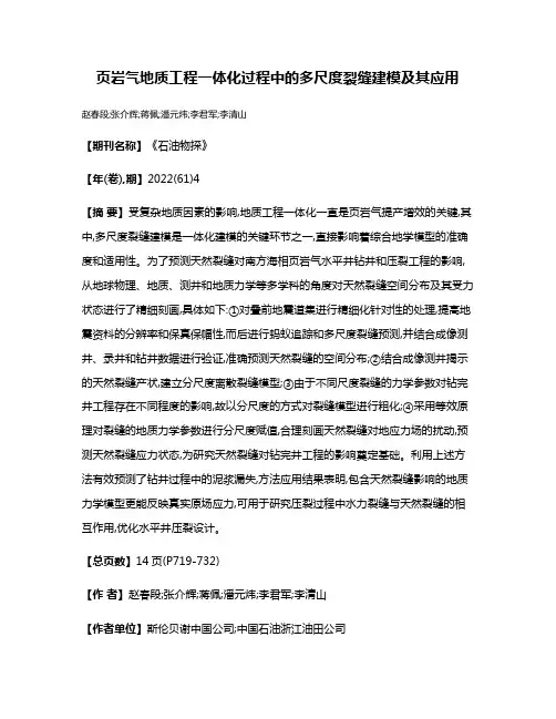 页岩气地质工程一体化过程中的多尺度裂缝建模及其应用