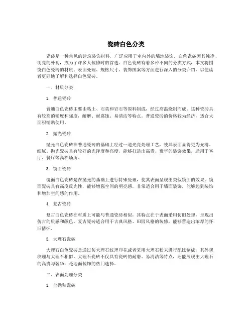 瓷砖白色分类