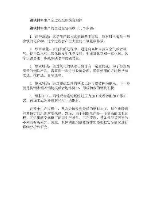 钢铁材料生产全过程组织演变规律