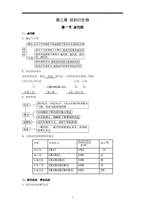 2019人教版新教材高中化学选择性必修三第三章重点知识点归纳总结( 烃的衍生物)