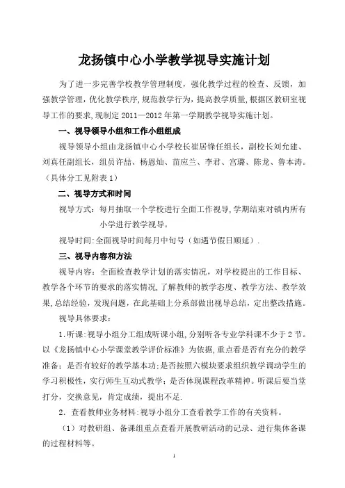 校内教学视导实施计划【范本模板】