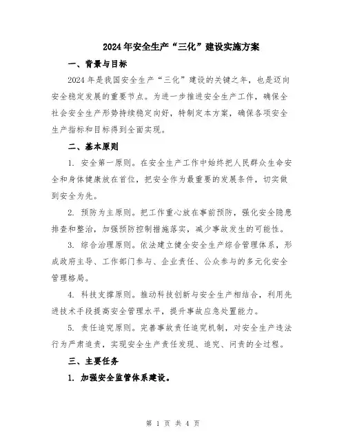 2024年安全生产“三化”建设实施方案