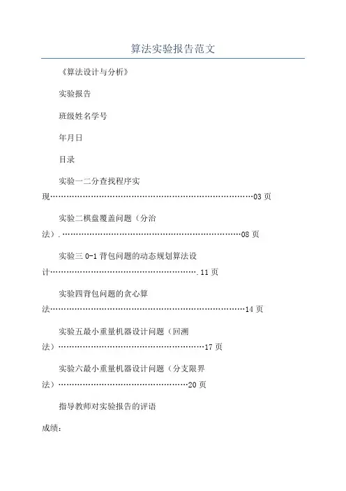 算法实验报告范文