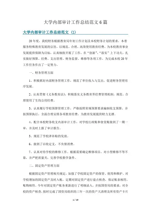 大学内部审计工作总结范文6篇