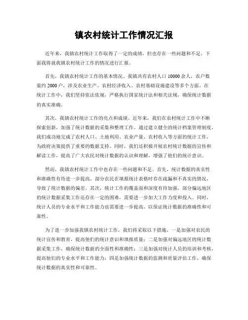 镇农村统计工作情况汇报