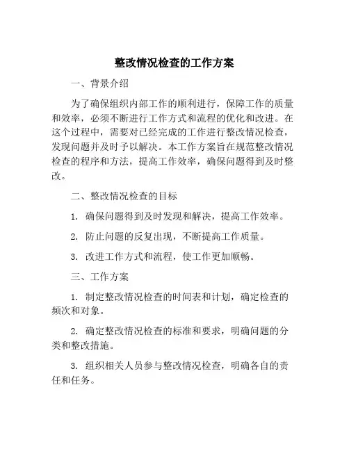整改情况检查的工作方案