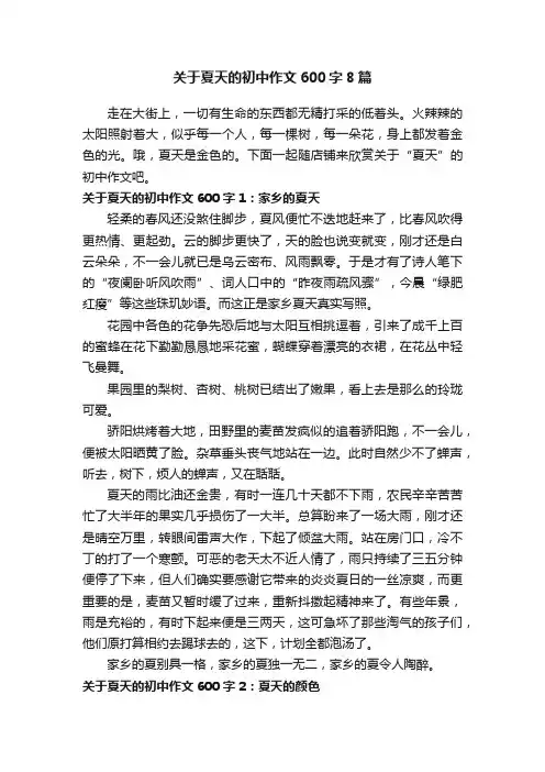 关于夏天的初中作文600字8篇