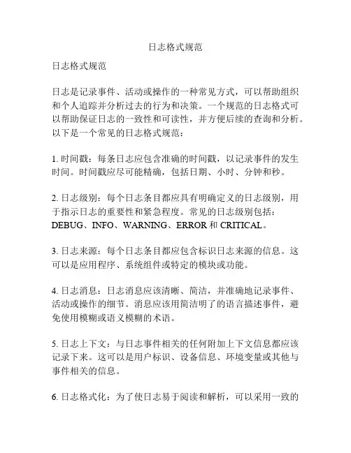 日志格式规范