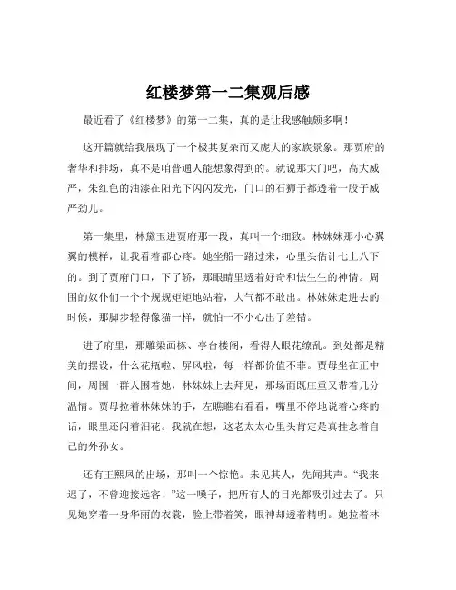 红楼梦第一二集观后感