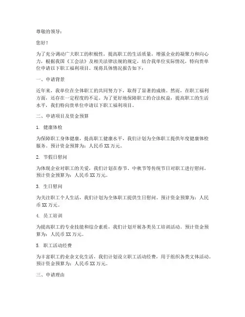 工会职工福利申请报告