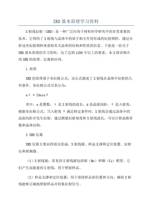 XRD基本原理学习资料