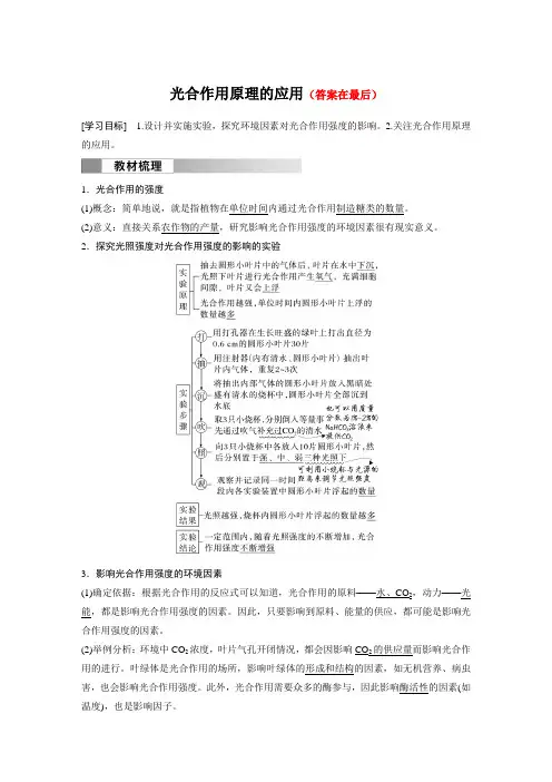 高中生物(必修第一册 人教版)讲义教案：光合作用原理的应用(含答案)