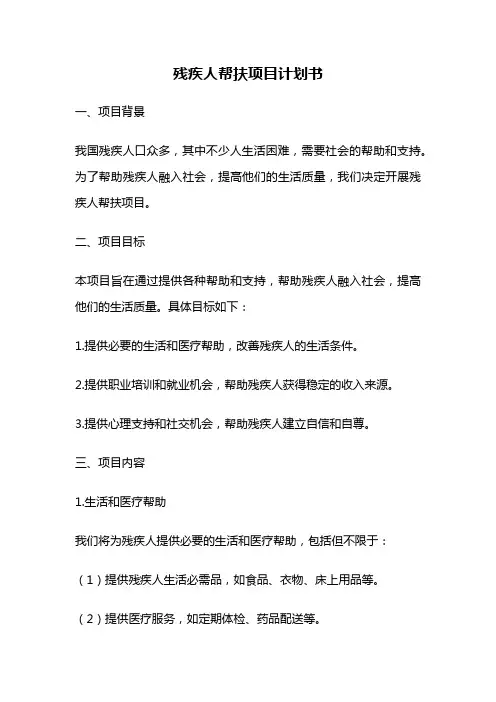 残疾人帮扶项目计划书