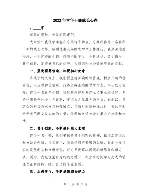 2023年青年干部成长心得