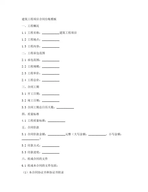 建筑工程项目合同台账模板