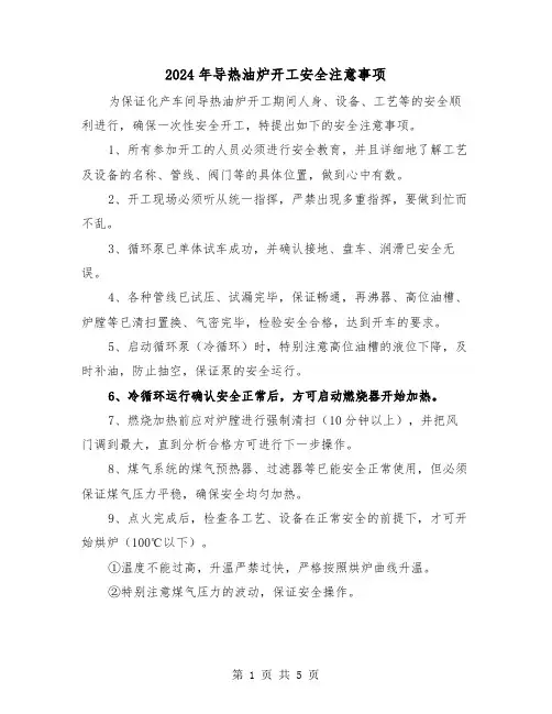 2024年导热油炉开工安全注意事项（三篇）