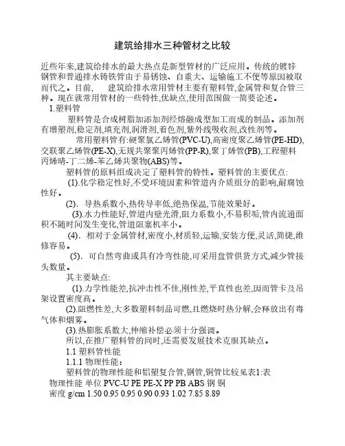 建筑给排水管材之比较