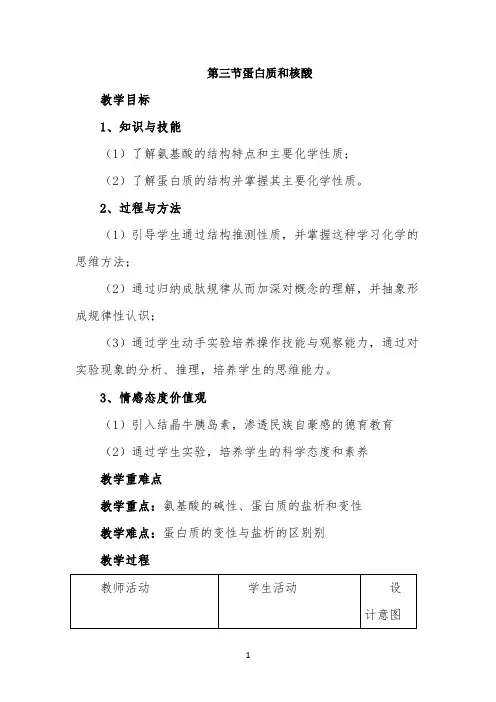 《蛋白质和核酸》名师教案