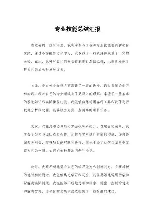 专业技能总结汇报