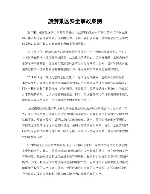 旅游景区安全事故案例