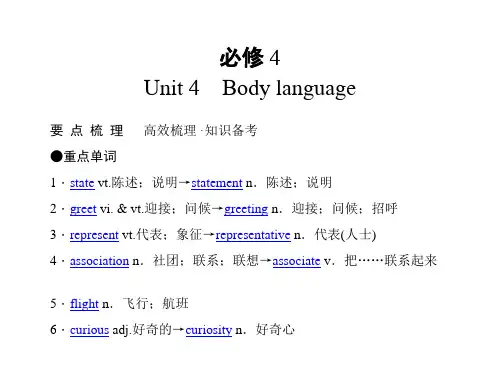 2011年高考英语(人教版)要点梳理+重点突破：必修4 Unit 4 Body language