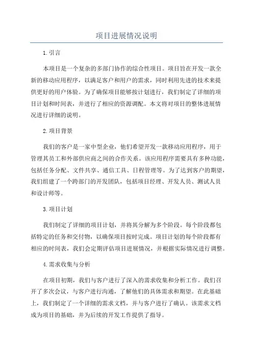 项目进展情况说明
