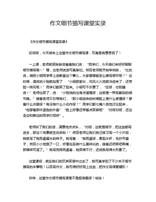 作文细节描写课堂实录