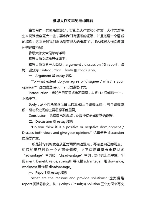 雅思大作文常见结构详解